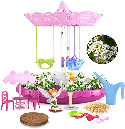Fairy Garden Kit for Kids with Fairies - Grow Your Own First Magic Garden Indoor & Outdoor - Gardening DIY Planting Set with Fairy Toys for Girls 3 - 8 Years Old - Plant Activity Gift Kit with Seeds