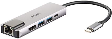 D-Link DUB-M520 5-in-1 USB-C Hub with Power Delivery, HDMI 1.4, Gigabit Ethernet RJ-45 and 2 USB 3.0 Ports