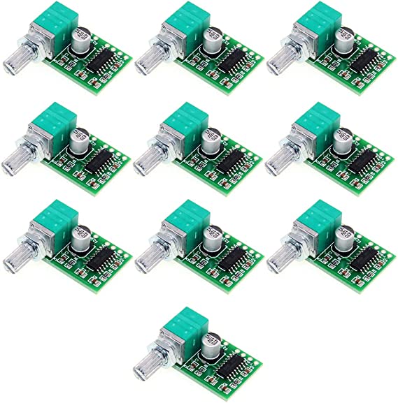 Acxico 10Pcs Mini PAM8403 DC 5V Power Audio Amplifier Board Digital Power Amp Module 2 Channel 3W 3W Volume Control with Potentiometer