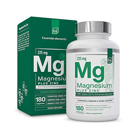 Magnesium   Zinc with Vitamin D3 by Essential Elements - Immune & Bone Support | Magnesium Glycinate, Citrate, Malate - Highly Bioavailable - 3 Month Supply