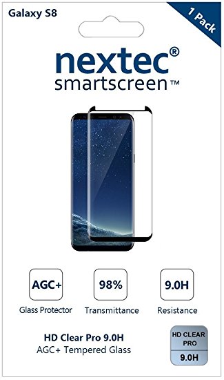 Galaxy S8 Plus Screen Protector, 3D (Full Coverage) Nextec® AGC® Tempered Glass Screen Protector for Samsung Galaxy S8 Plus (HD Clear Pro 3.7) 9.0H AGC® Tempered Glass/ Black (Case Compatible Size*)