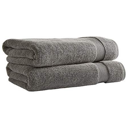 Rivet Classic Supima Cotton Bath Towels, Set of 2, Pewter