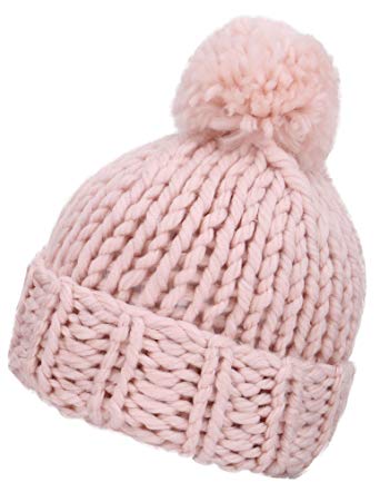 ARCTIC Paw Womens Super Soft Warm Chunky Cable Faux Fur Pompom Knit Beanie Hat