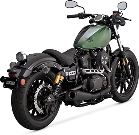 Vance and Hines Competition Series 2-Into-1 Matte Black Slip-On Exhaust for Yam - One Size
