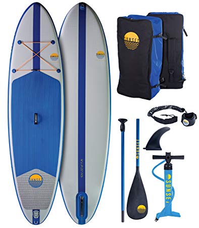 Sunset 10'4 x 32" x 6" All Around Inflatable Stand Up Paddle Board | All Inclusive Package with, Adjustable Paddle, Travel Backpack, and Leash
