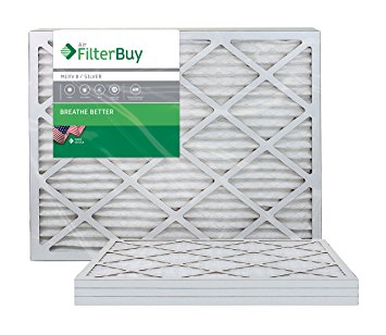 FilterBuy AFB MERV 8 18x30x1 Pleated AC Furnace Air Filter, (Pack of 4 Filters), 18x30x1 - Silver