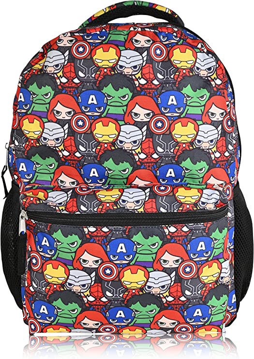 Marvel Kawaii Backpack | Avengers School Backpacks | Officially Licenced Marvel Bookbag for Boys & Girls