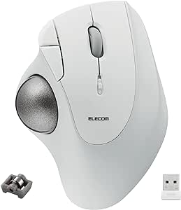 ELECOM Ergonomic Comfort Design Trackball IST Wireless 2.4GHz Connect, Super-Smooth Tracking with Roller Ball Bearing, 36mm Ball, Thumb Control, Compatible for Windows, PC, and Mac White (M-IT11DRWH)