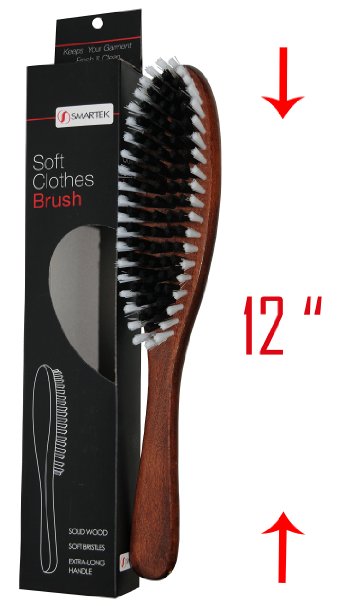Solid Wood Garment-Clothes Brush with Soft Bristles and Extra Long Handle SC-BR30