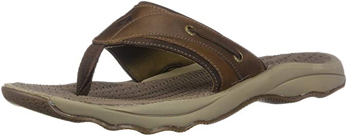 Sperry Mens Outer Banks Thong Sandals, Brown, 9