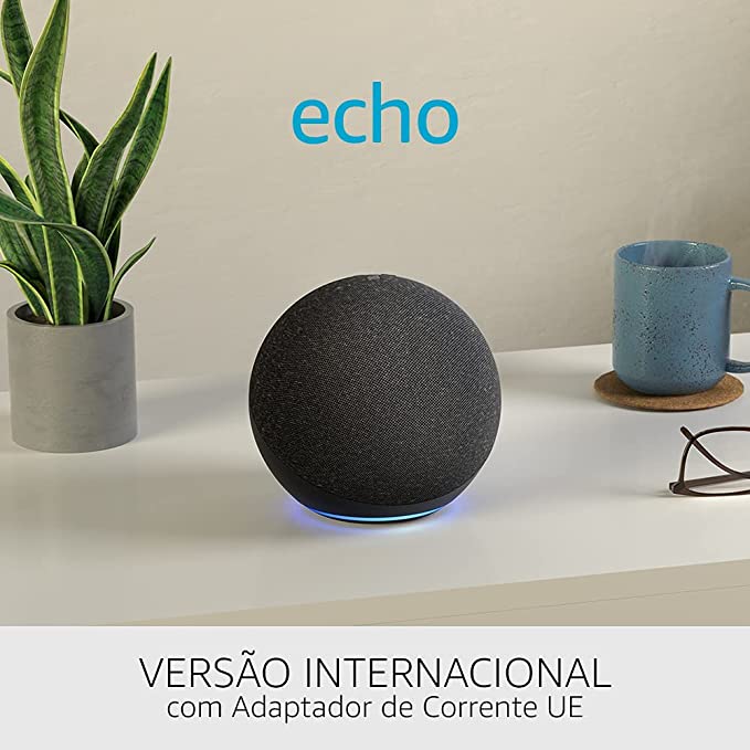 Nuevo Echo (4.ª generación), versión internacional | Sonido de alta calidad, controlador de Hogar digital integrado y Alexa | Antracita | No disponible en portugués (Portugal)