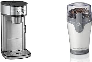 Hamilton Beach The Scoop Single Serve Coffee Maker & Fast Grounds Brewer & Fresh Grind Electric Coffee Grinder for Beans, Spices and More