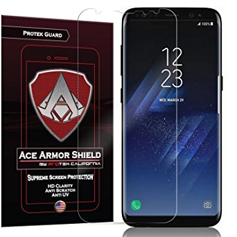 Ace Armor Shield ProTek Guard (2 PACK) CASE FRIENDLY Screen Protector for the Samsung Galaxy S8 with free lifetime Replacement warranty