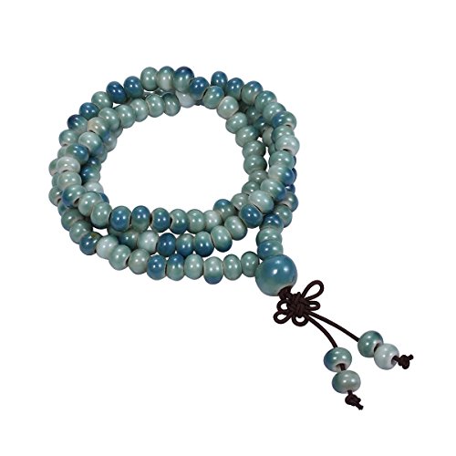 CAT EYE JEWELS 108 Prayer Beads Bracelet Porcelain Buddhist Vintage Style Mala Beads Bracelet Necklace