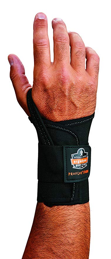 Ergodyne ProFlex 4000 Single Strap Wrist Support, Black - Large, Left Hand