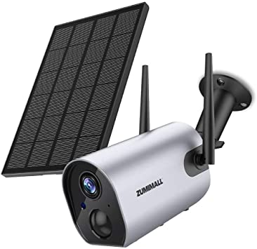 Zumimall Wireless Outdoor Security WiFi Camera System, Solar Powered Rechargeable Battery Surveillance Camera, 1080P Home Security Camera, Night Vision
