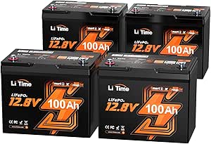 LiTime 4 Pack 12V 100Ah RV Lithium Battery, Group 24 Bluetooth LiFePO4 Battery | Low-Temp Protection | Mini Size | Bluetooth 5.0 | Perfect for RV, Solar System, Trolling Motors etc