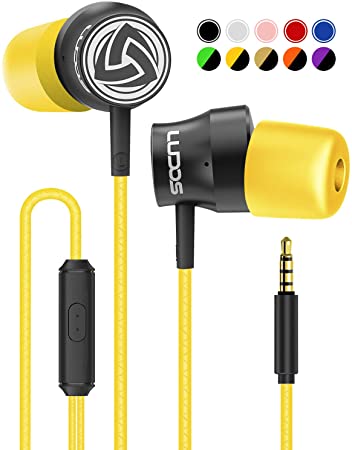 LUDOS TURBO Earphones In-Ear Headphones with Microphone, Ergonomic Earphone with Mic, Memory Foam, Durable Cable, Bass, Earbuds for iPhone, iPad, Apple, Samsung, Computer, Laptop, PC