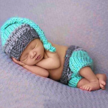 Feiuruhf Newborn Baby Girl Boy Crochet Knit Hat Costume Photography Prop Outfit Set