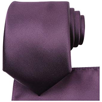 KissTies Solid Tie Set Satin Wedding Ties   Pocket Square   Gift Box