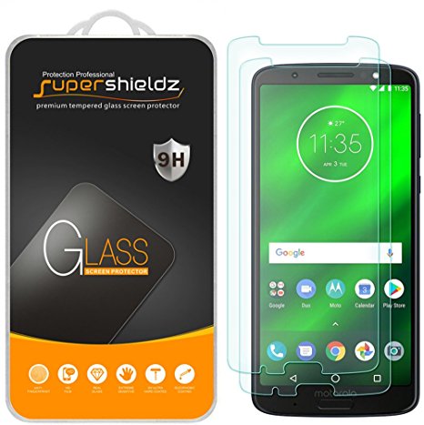 [2-Pack] Supershieldz for Motorola Moto G6 Plus Tempered Glass Screen Protector, Anti-Scratch, Bubble Free, Lifetime Replacement Warranty