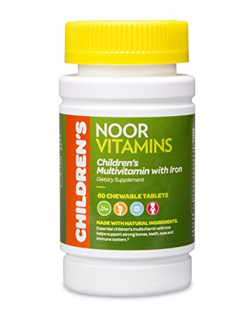 NoorVitamins Children's Chewable Multivitamins with Iron - 60 Chewable Tablets - Halal Vitamins