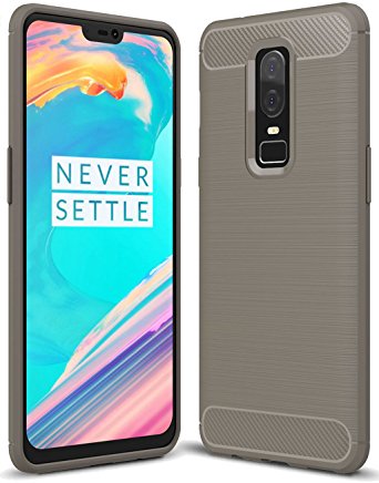 OnePlus 6 case, Sucnakp TPU Shock Absorption Technology Raised Bezels Protective Case Cover for OnePlus 6 smartphone (TPU Gray)