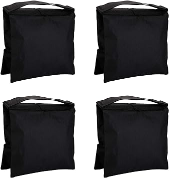 Fasmov 4 Pack Heavy Duty Photographic Sandbag Studio Video Sand Bag for Light Stands, Boom Stand, Tripod(Black)