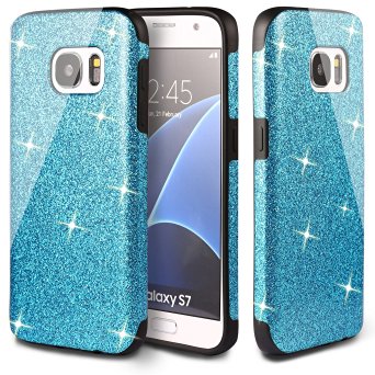 Galaxy S7 Case , MEKO® Shiny Sparkle Glitter Bling Case - Premium Branded Built-in Glitter High Quality Soft Gel Flexible Firm Rubber Case [Scratch Resistant] for Samsung Galaxy S7-- (Blue)