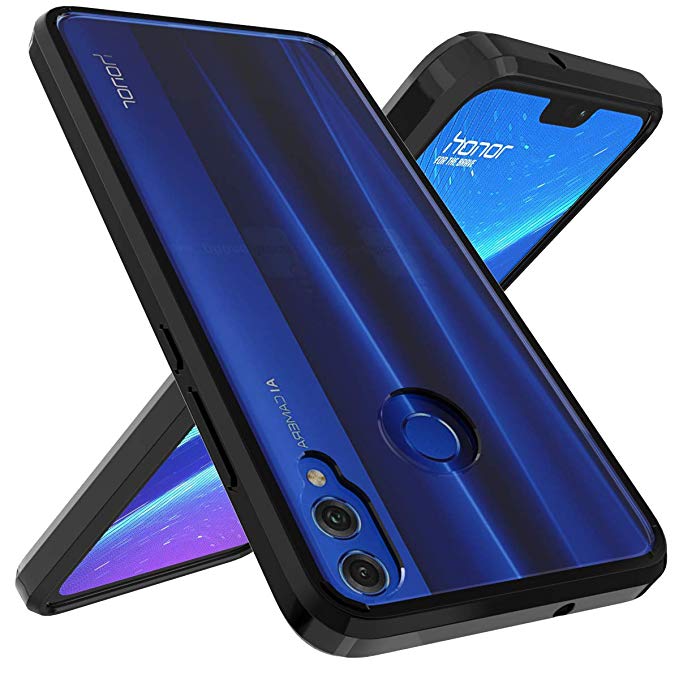 Huawei Honor 8X Case, OUBA [Shock Absorbing] Air Hybrid Slim fit Armor Shockproof Drop Protection Crystal [Clear] Back Protective Case   TPU Bumper Cover for Huawei Honor 8X - Black