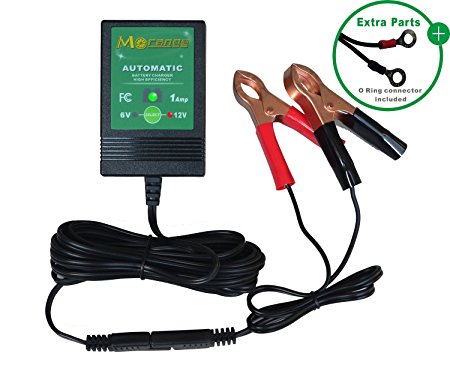 Morange MBC016 6V & 12V 1A Smart Battery Charger / Maintainer, with 12ft output DC cord.