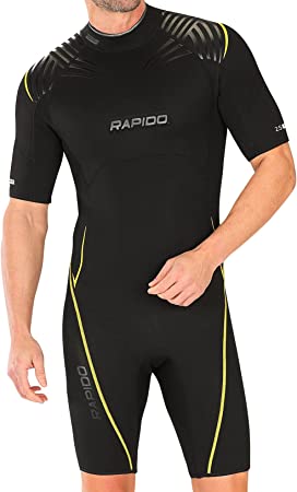 Rapido Boutique Collection Men's Equator Superior Flex Stretch Neoprene Wetsuit | Shorty Scuba Snorkeling Surf and Cold Water Wetsuit | Traje De Buceo para Hombre