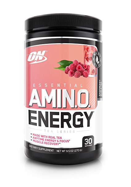 Optimum Nutrition Amino Energy, Raspberry Black Tea, Preworkout and Essential Amino Acids with Green Tea and Green Coffee Extract, 30 Servings