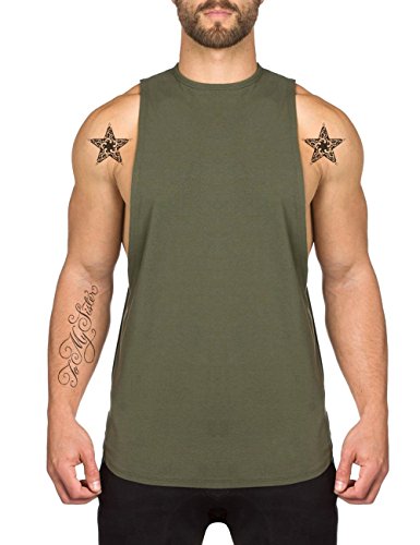 TEBOOL Men's Fitted Muscle Cut Workout Tank Tops Gym Bodybuilding T-shirts