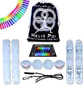 UltraPoi - Helix Poi with UltraKnobs - LED Poi Set - Best Light Up Glow Poi - Flow Rave Dance - Spinning Light Toy