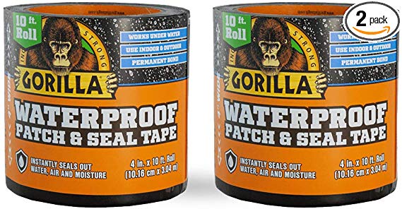 Gorilla 4612503DF Waterproof Patch & Seal Tape, 2-Pack, Black