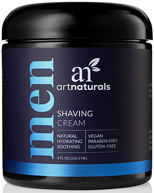 ArtNaturals Mens Shaving Cream 8 oz - Natural, Hydrating & Soothing - Great for Sensitive Skin - Formula is Antimicrobial, Anti-inflammatory, Antifungal and Exfoliating.