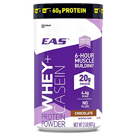 EAS Whey   Casein Protein Powder, Chocolate, 2 Pound