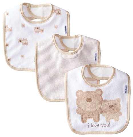 Gerber Unisex-Baby Newborn 3 Pack Terry Dribbler Bib