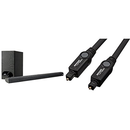Polk Audio - 2.1-Channel Soundbar System with Wireless Subwoofer - Black (Signa S1) & AmazonBasics Digital Optical Audio Toslink Cable - 6 Feet (1.8 Meters)