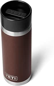 YETI Rambler 18 oz Bottle, Stainless Steel, Vacuum Insulated, with Hot Shot Cap, Wetlands Brown