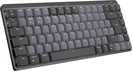 Logitech MX Mechanical Mini Wireless Illuminated Keyboard, Tactile Quiet Switches, Backlit, Bluetooth, USB-C, macOS, Windows, Linux, iOS, Android, Metal, QWERTY UK English Layout - Grey