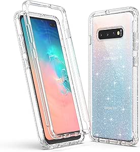 ULAK Funda Galaxy S10 Plus, Estuche a Prueba de Golpes de Estuche Parachoques de Resistente Caso de protección Suave de TPU para Samsung Galaxy S10 /S10 Plus - Glitter Transparente