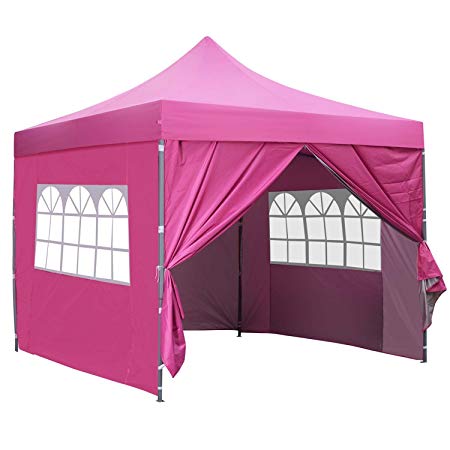 10x10 Ft Outdoor Pop Up Canopy Tent with 4 Removable Side Walls Instant Gazebos Shelters
