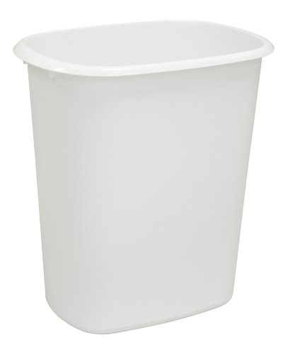 United Solutions WB0034 White Forty Quart Indoor Wastebasket - 40QT Plastic Trash/Refuse Can for Office, Home or Dorm Room in White
