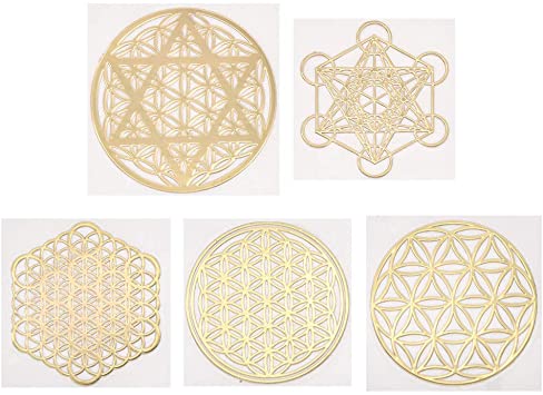 Lychee 5pcs Sacred Geometry Copper Orgone Sticker Flower Life Tree DIY Energy Tower Material