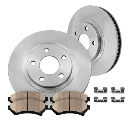 Callahan FRONT Premium OE 302 mm [2] Rotors   [4] Quiet Low Dust Ceramic Brake Pads   Pad Hardware Clips Kit CFP40286B