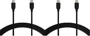 Amazon Basics USB-C to USB-C 2.0 Fast Charger Cable, 480Mbps Speed, USB-IF Certified, for Apple iPhone 15, iPad, Samsung Galaxy, Tablets, Laptops, 10 Foot, Black (Pack of 2)