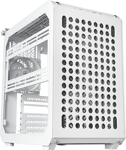 Cooler Master QUBE 500 Flatpack White Small High Airflow Mid-Tower ATX Customizable Gaming PC Case, Tempered Glass, Vertical GPU Mount, USB-C, Carrying Handle, Gem Mini (Q500-WGNN-S00)