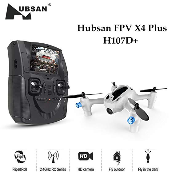 Hubsan Drone with HD camera, X4 H107D PLUS Headless Mode 2.4GHz 6-Axis Gyro Quadcopter with Altitude Hold 5.8G LCD Screen Real Time Transmitter